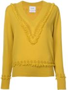 Barrie Embroidered Fitted Sweater - Yellow & Orange