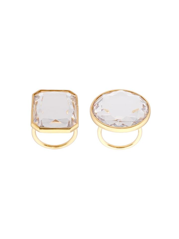 Vera Wang Faceted Crystal Ring - Metallic