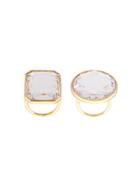 Vera Wang Faceted Crystal Ring - Metallic