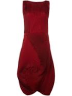Issey Miyake Swirled Effect Dress, Women's, Size: 2, Red, Polyester/polyurethane/wool