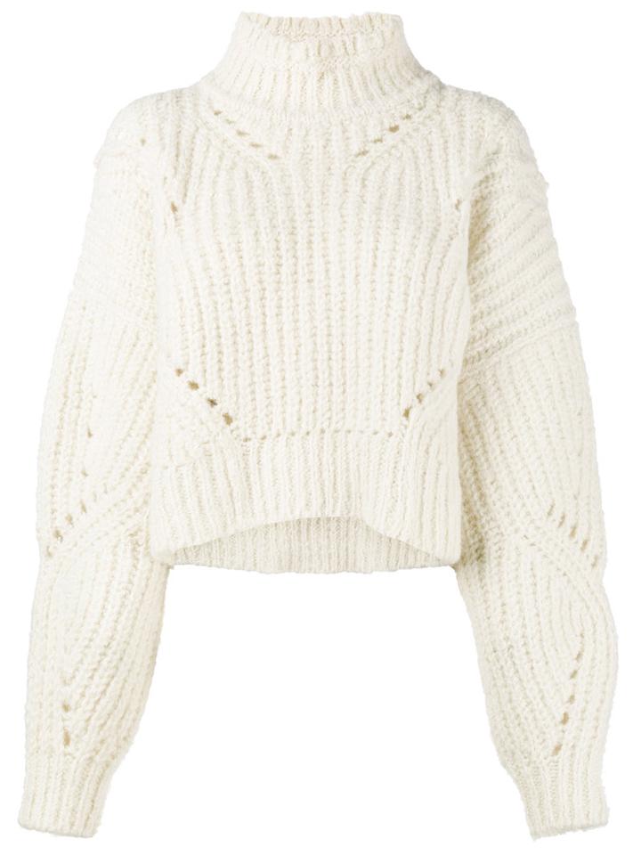 Isabel Marant - Farren Cropped Jumper - Women - Polyester/wool/alpaca - 36, Nude/neutrals, Polyester/wool/alpaca