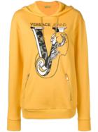 Versace Jeans Printed Logo Pullover Hoodie - Yellow