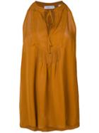 A.l.c. - Sleeveless Tie-neck Blouse - Women - Silk - 6, Brown, Silk