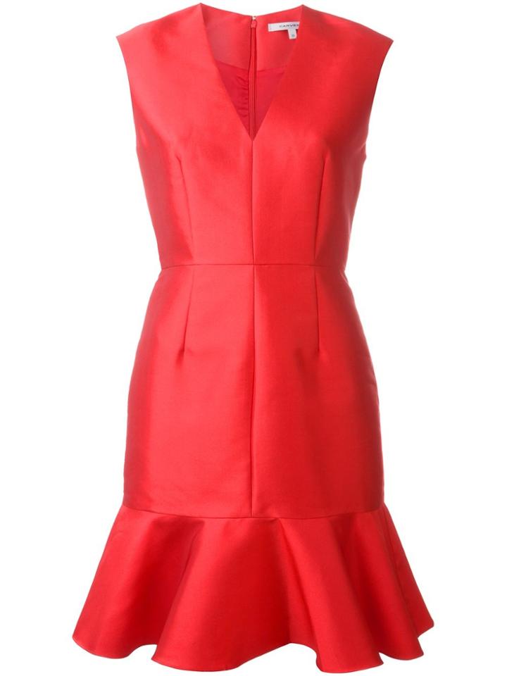 Carven Peplum Hem Dress - Red