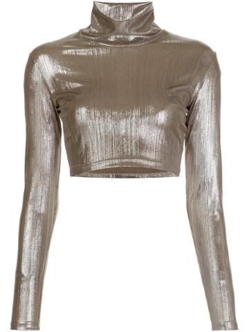 Alexander Lewis Turtleneck Cropped Top, Women's, Size: 2, Grey, Spandex/elastane/viscose