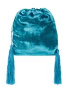 Attico Velvet Pouch Bag, Women's, Blue, Viscose/silk