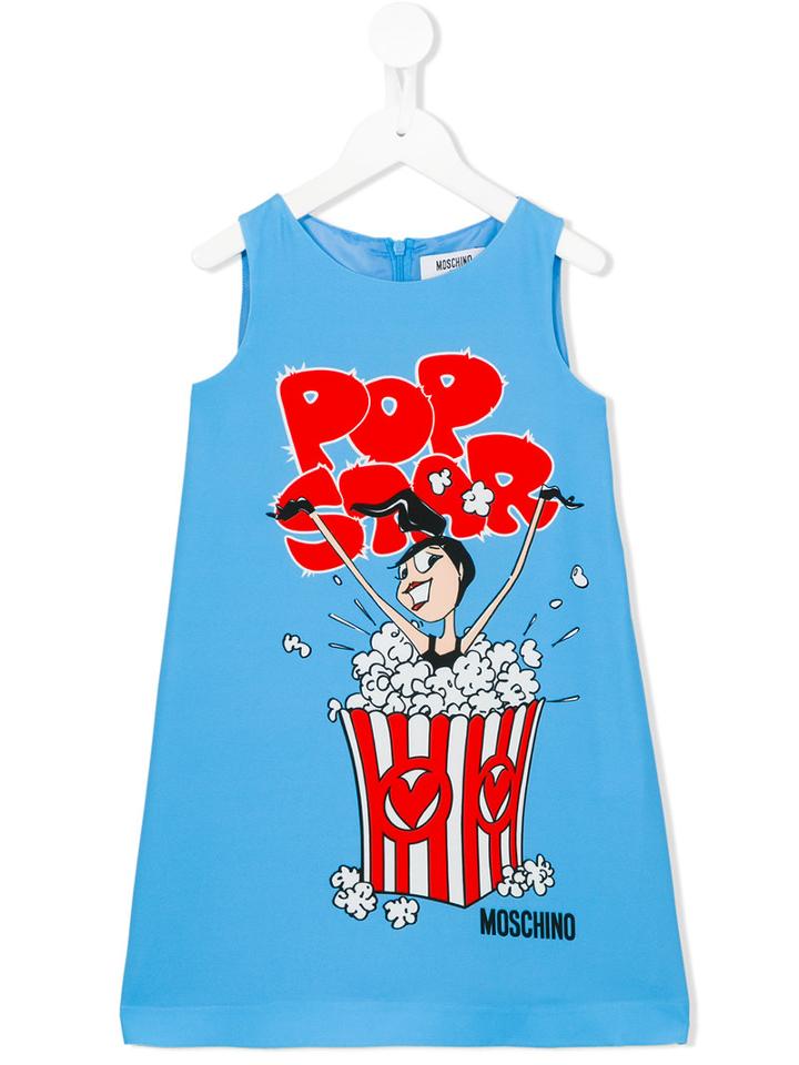 Moschino Kids Popcorn Print Dress, Size: 8 Yrs, Blue