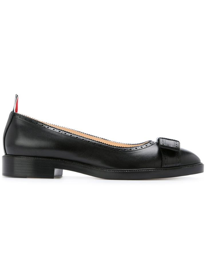 Thom Browne Brogued Bow Ballerinas - Black