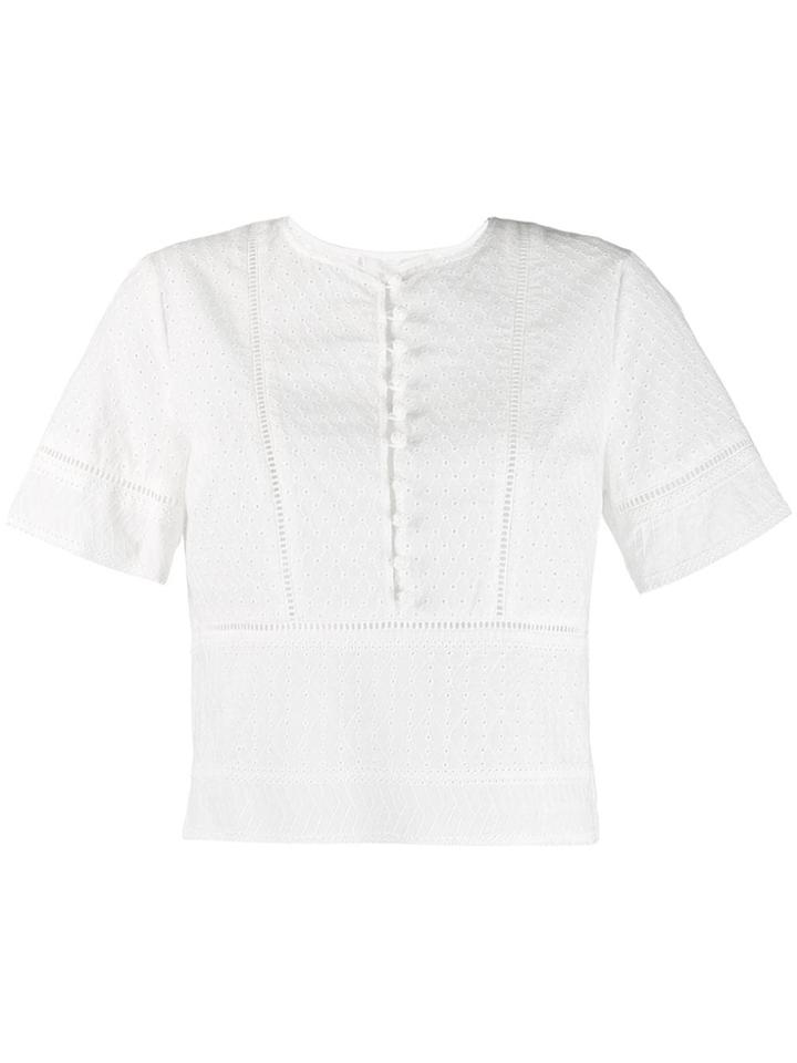 Jonathan Simkhai Embroidered Button Down Top - White