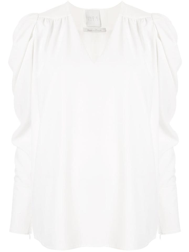 Ingie Paris V-neck Long-sleeved Shirt - White