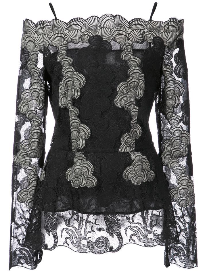 Yigal Azrouel Off The Shoulder Lace Blouse - Black