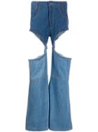 Telfar Wide-leg Jeans With Thigh Cut-outs - Blue