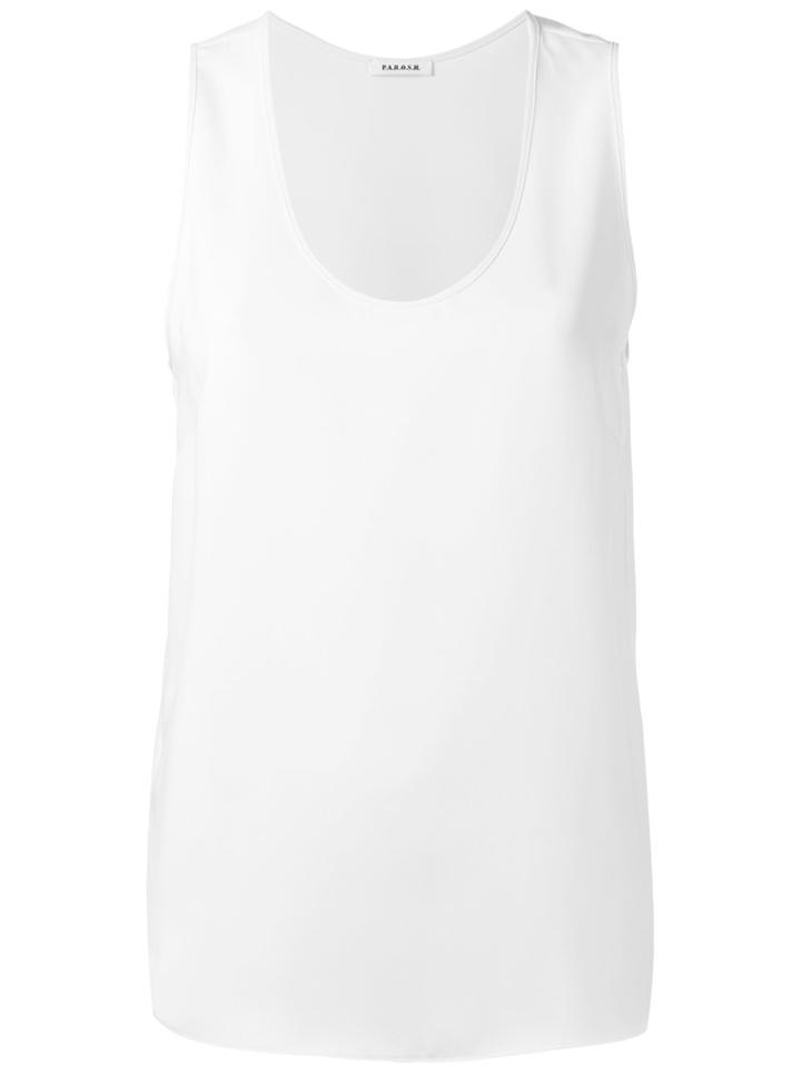 P.a.r.o.s.h. - Scoop Neck Tank Top - Women - Polyester - Xl, White, Polyester