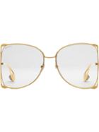 Gucci Eyewear Oversized Butterfly Sunglasses - Metallic