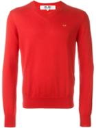 Comme Des Garçons Play Mini Heart V-neck Jumper, Men's, Size: Large, Red, Cotton