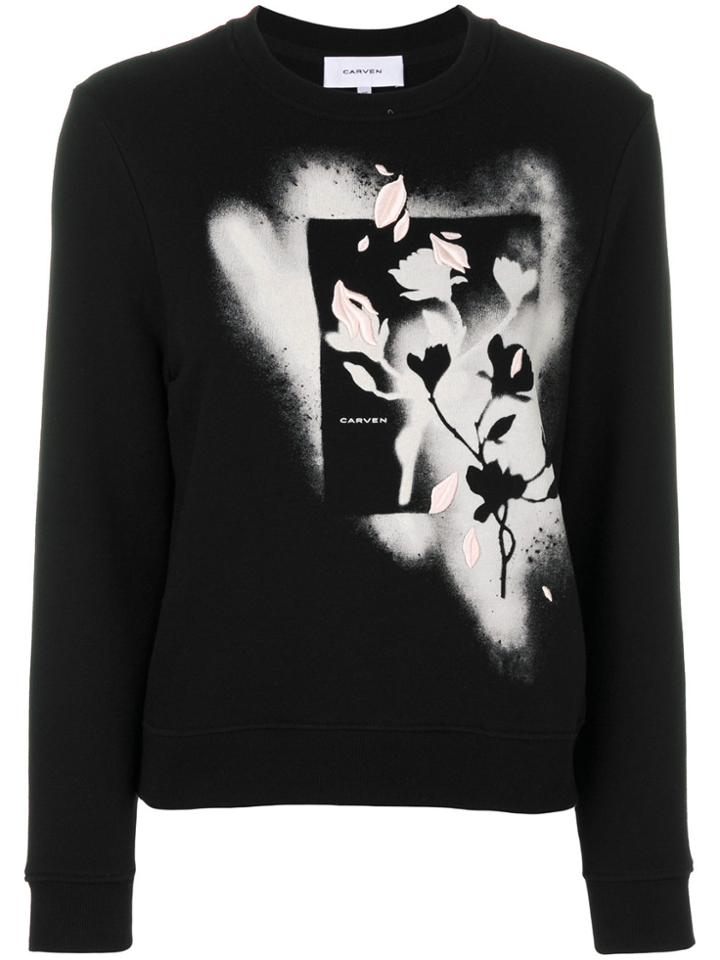 Carven Flower Spray Effect Sweatshirt - Black