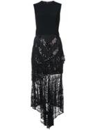 Christian Siriano Sequin Lace Asymmetric Dress - Black