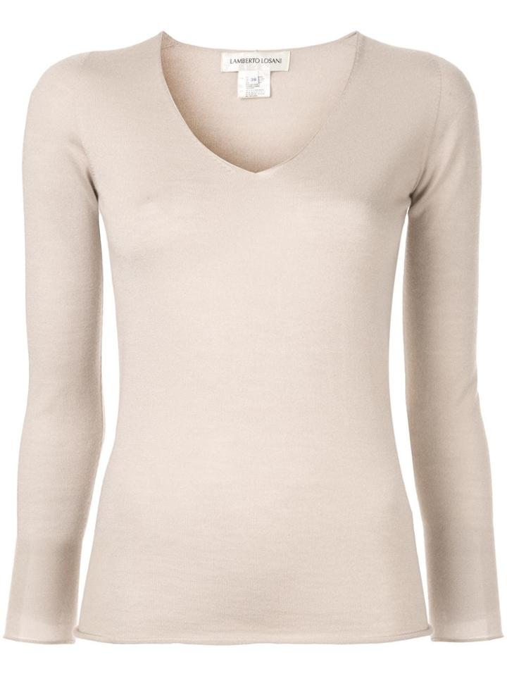 Lamberto Losani V-neck Jumper - Neutrals
