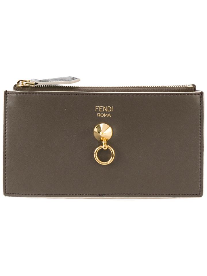 Fendi Ring Detail Card Holder - Brown