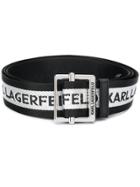 Karl Lagerfeld Logo Embroidered Belt - Black