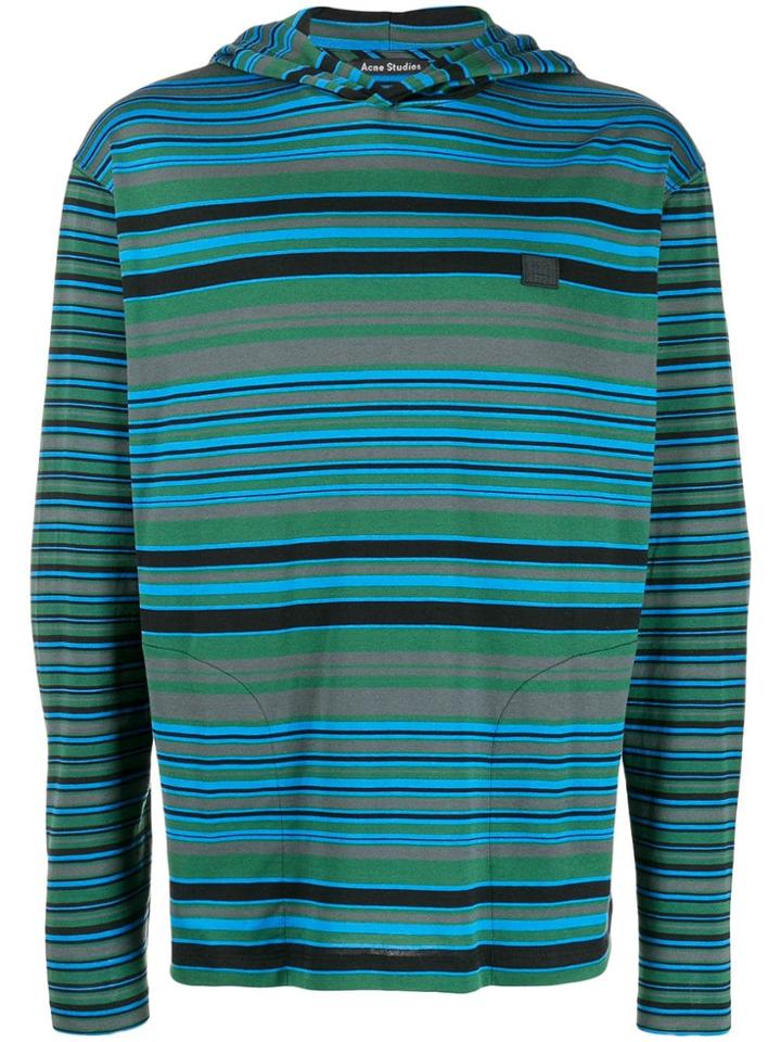 Acne Studios Striped Long-sleeved Hoodie - Green