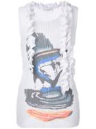 Jw Anderson Ruffled Printed Tank - White