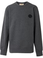 Burberry Embroidered Crest Cotton Sweatshirt - Grey