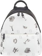 Fendi Printed Backpack - White
