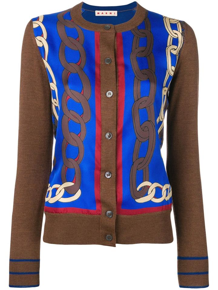 Marni Chain Link Print Cardigan - Blue