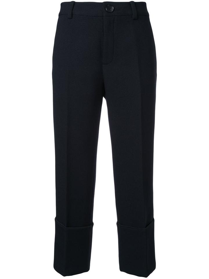Irene Cuffed Cropped Trousers, Women's, Size: 34, Black, Polyester/polyurethane