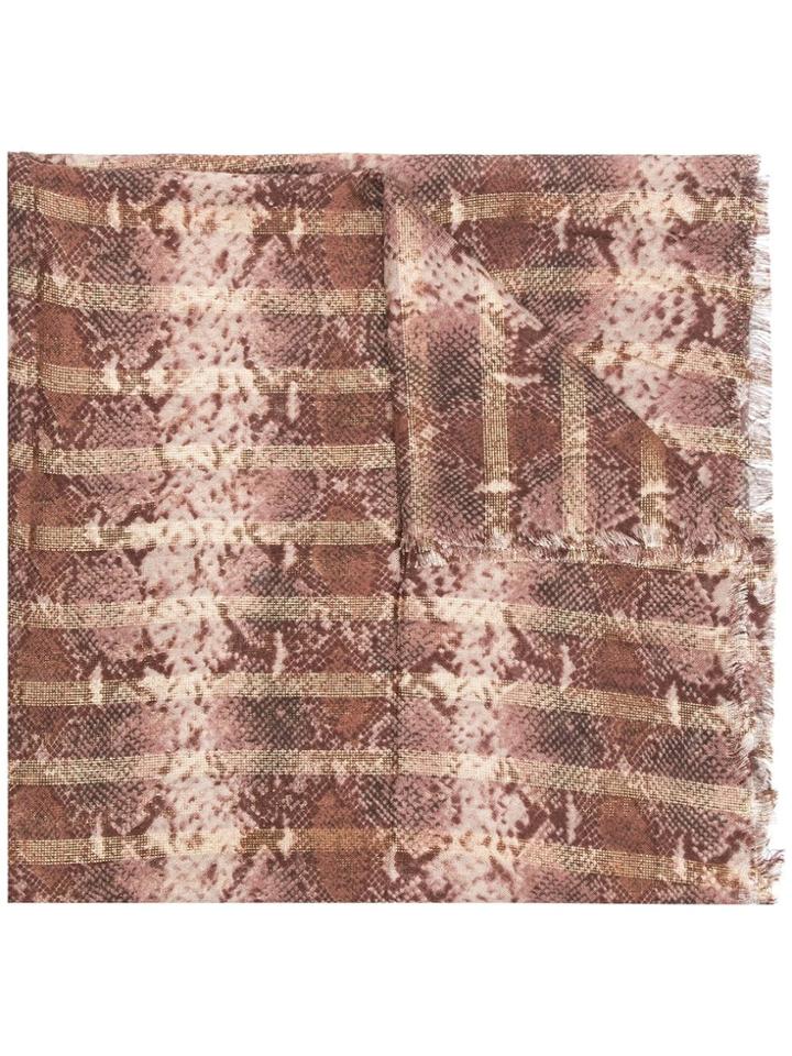 Twin-set Striped Snakeskin Effect Scarf - Brown