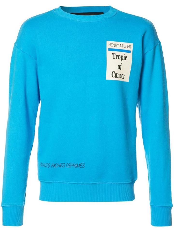 Enfants Riches Deprimes Tropic Of Cancer Sweatshirt, Men's, Size: Large, Blue, Cotton