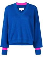 Maison Margiela Contrast Cuff Jumper - Blue