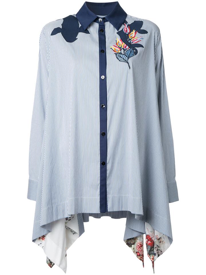Antonio Marras Appliqué Long Shirt, Women's, Size: 44, Blue, Cotton/nylon/spandex/elastane