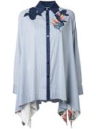 Antonio Marras Appliqué Long Shirt, Women's, Size: 44, Blue, Cotton/nylon/spandex/elastane