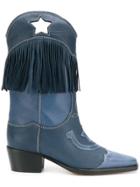 Ganni Tove Western Style Boots - Blue