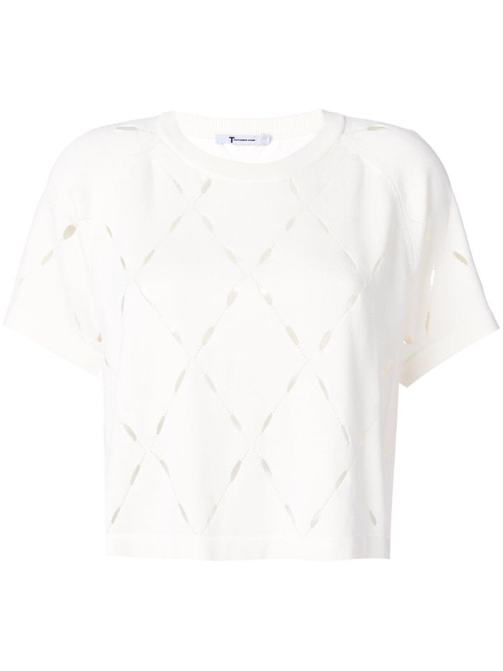 T By Alexander Wang Laser Cut Knit Top - White