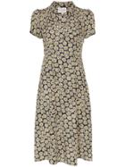 Hvn Morgan Daisy Print Silk Dress - Black