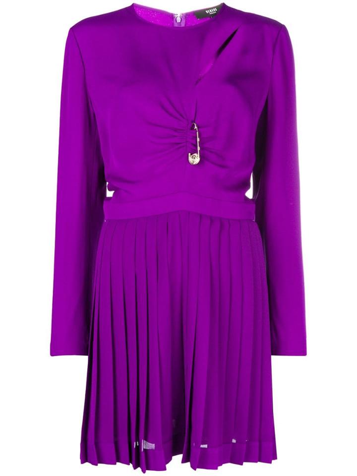 Versus Pin Embellished Pleated Dress - Pink & Purple