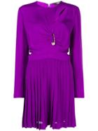 Versus Pin Embellished Pleated Dress - Pink & Purple
