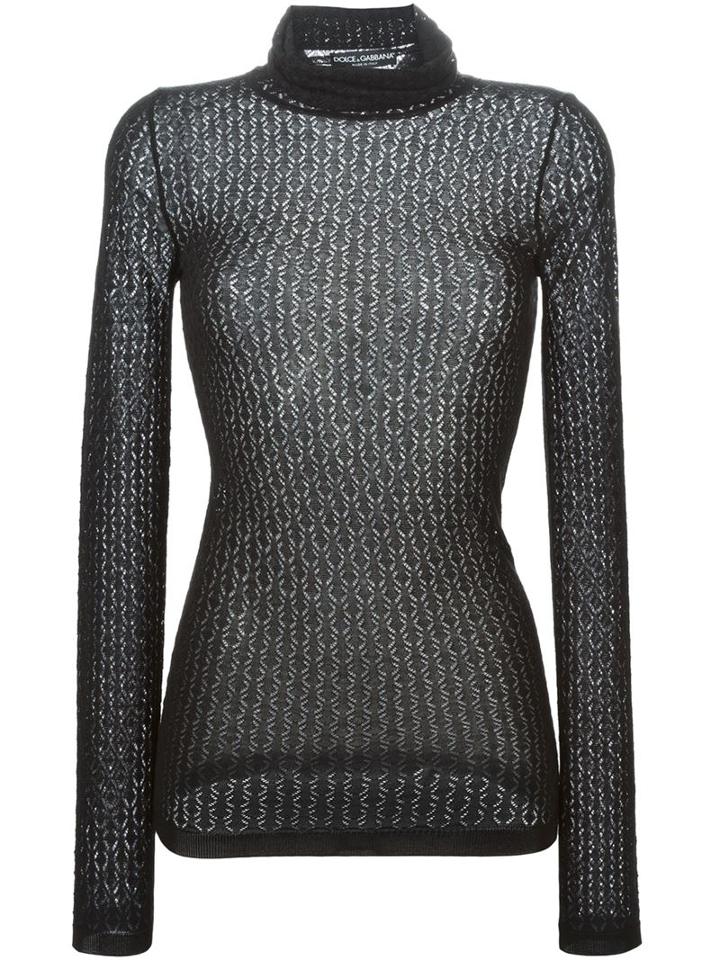 Dolce & Gabbana Lace Knit Sweater, Women's, Size: 42, Black, Silk