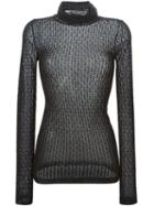 Dolce & Gabbana Lace Knit Sweater, Women's, Size: 42, Black, Silk