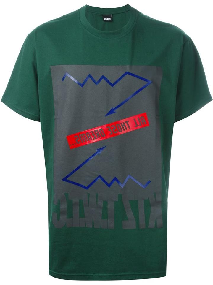 Ktz Mirror Print T-shirt, Men's, Size: Large, Green, Cotton