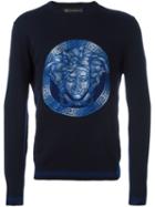 Versace Classic Medusa Watercolour Sweatshirt, Men's, Size: 52, Blue, Wool