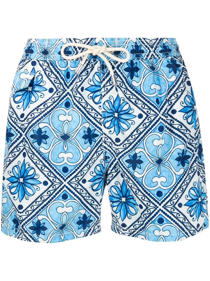 Mc2 Saint Barth Majolica Printed Shorts - Blue