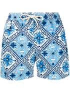 Mc2 Saint Barth Majolica Printed Shorts - Blue