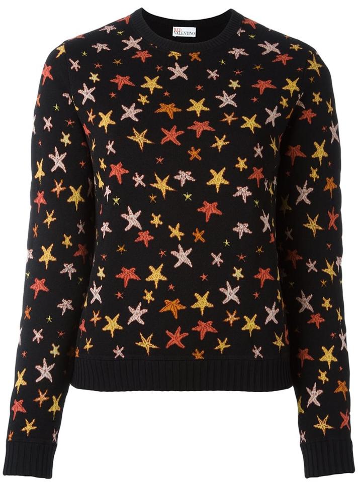 Red Valentino Stars Pattern Pullover, Women's, Size: Xs, Black, Cotton/viscose/polyamide