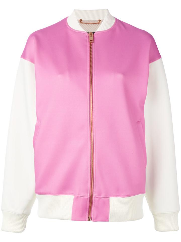 Diesel - Contrasted Bomber Jacket - Women - Cotton/polyester/spandex/elastane - L, Women's, Pink/purple, Cotton/polyester/spandex/elastane
