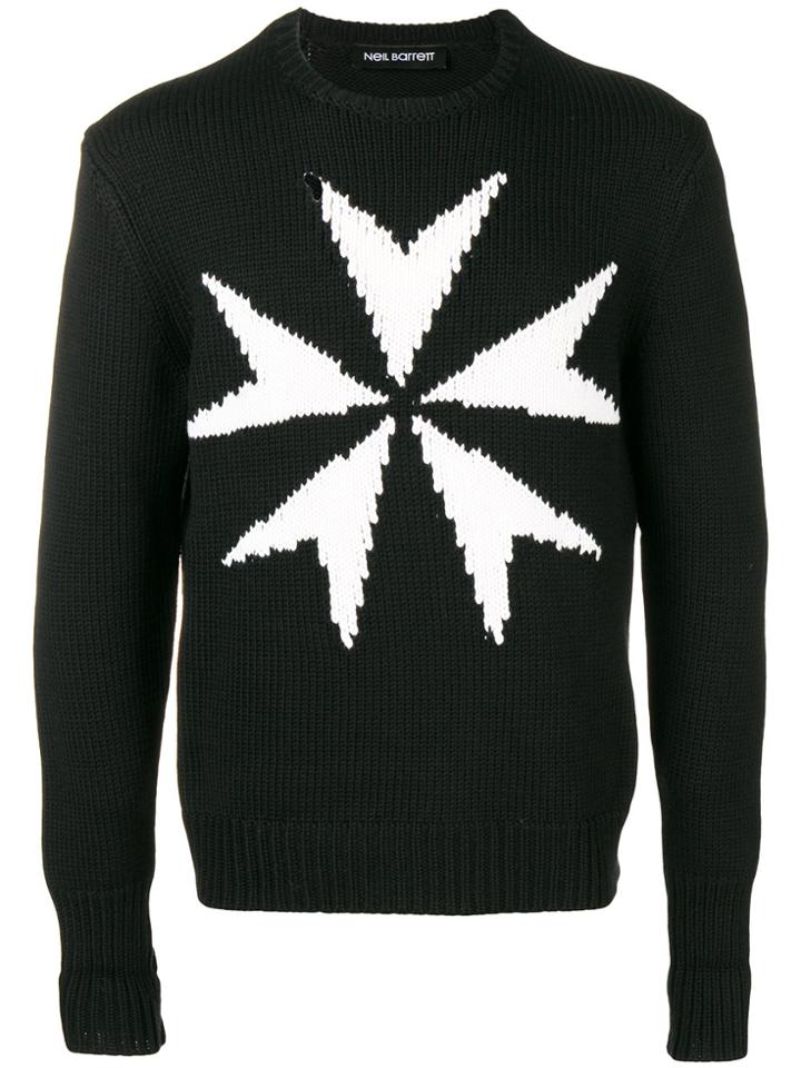 Neil Barrett Maltese Cross Intarsia Jumper - Black
