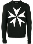 Neil Barrett Maltese Cross Intarsia Jumper - Black